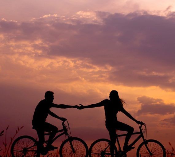Bicycles friends sunset