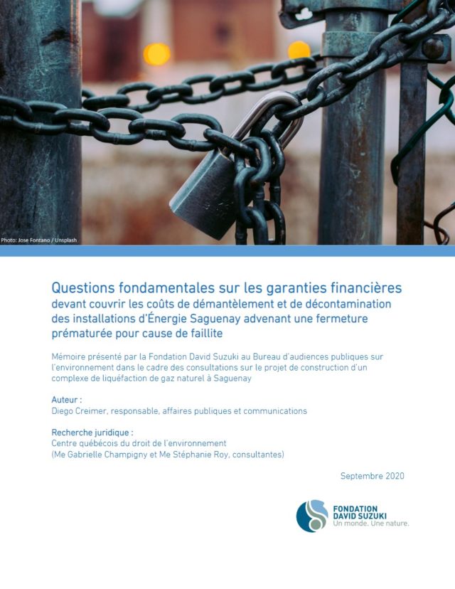 Mémoire-Fondation-David-Suzuki-Questions-fondamentales-sur-les-garanties-financières-GNL-Québec-Énergie Saguenay