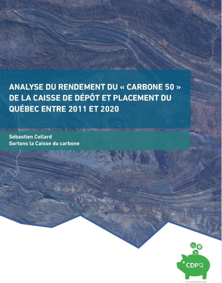 Analyse du rendement du « Carbone 50 » de la Caisse de dépôt et placement du Québec entre 2011 et 2020