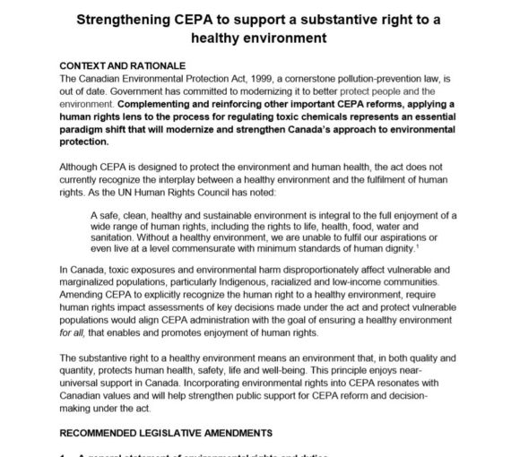 Strengthening CEPA to support a substantive right to a healthy environment