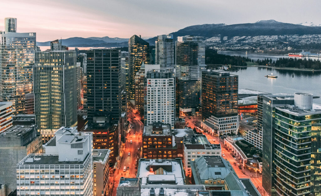 Vue aérienne du centre-ville de Vancouver